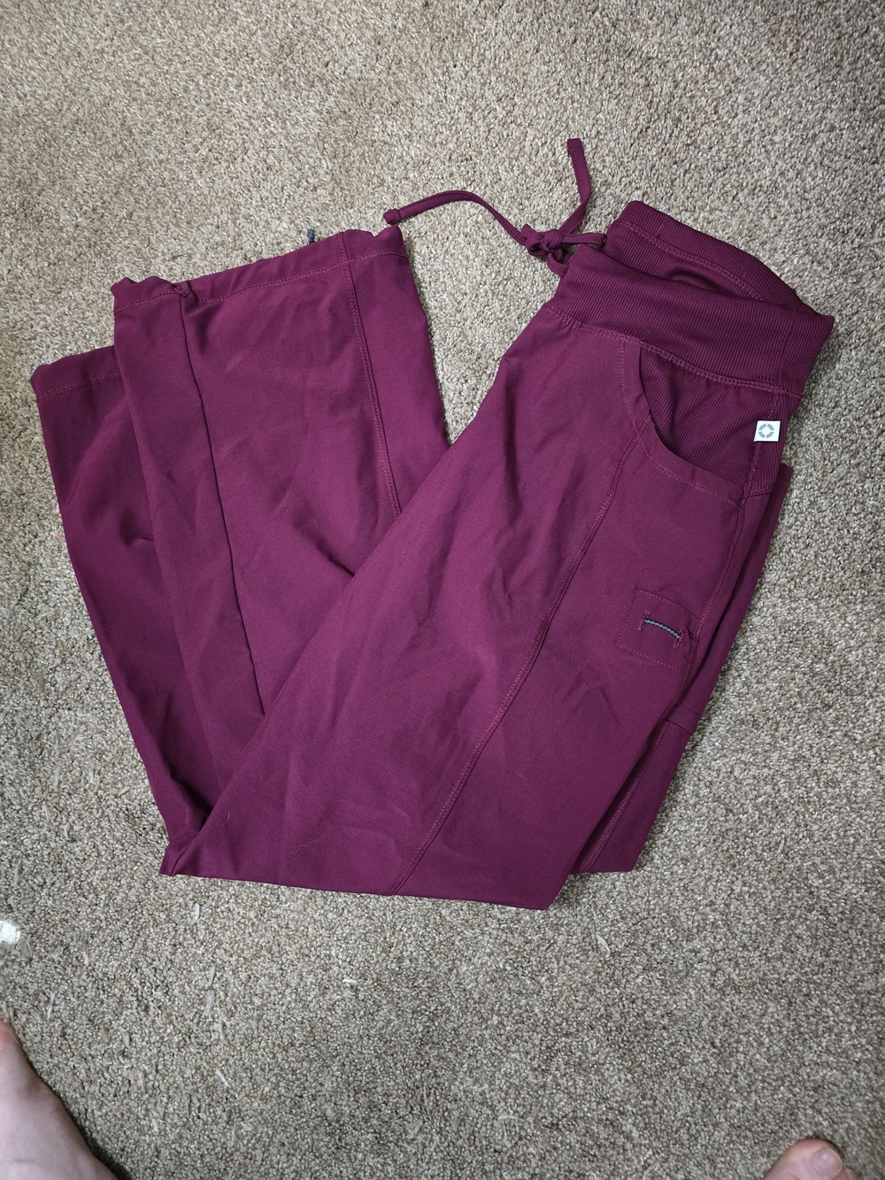 Womens Drawstring Cargo Pants - Burgundy